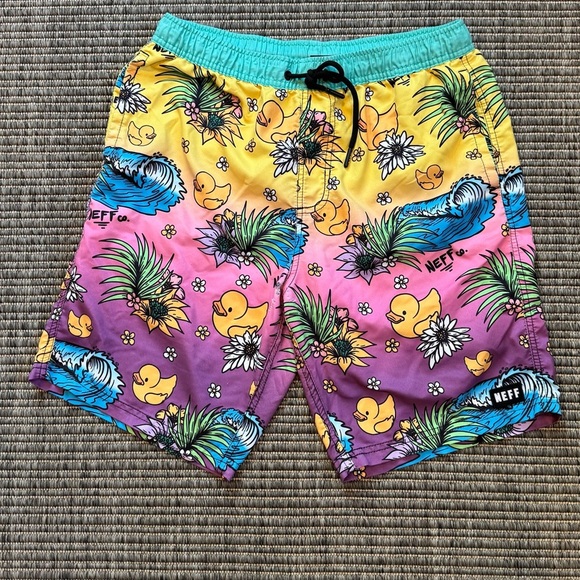 Neff Tropical Rubber Ducky Print Board Shorts - Picture 1 of 4